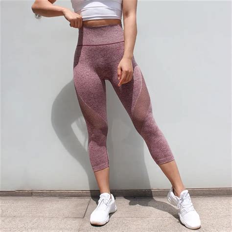 Sportswear Woman Gym Leggings For Fitness Sports Womens Leggins Clothing Yoga Pants Capris Mesh
