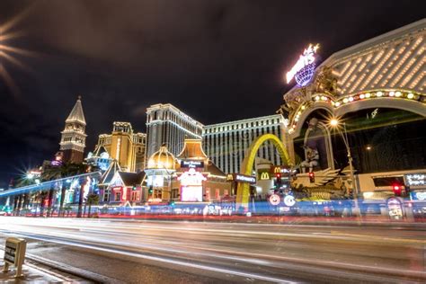 Las Vegas Strip At Night Las Vegas Nevada Usa Editorial Stock Photo