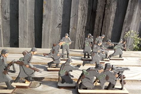 Wooden Soldiers Toy Set German Soldiers In The Attack World Etsy