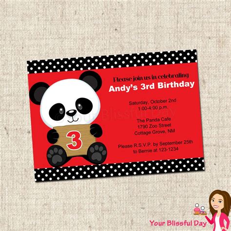 Printable Boy Panda Party Invitations 564 Panda Party Panda Themed