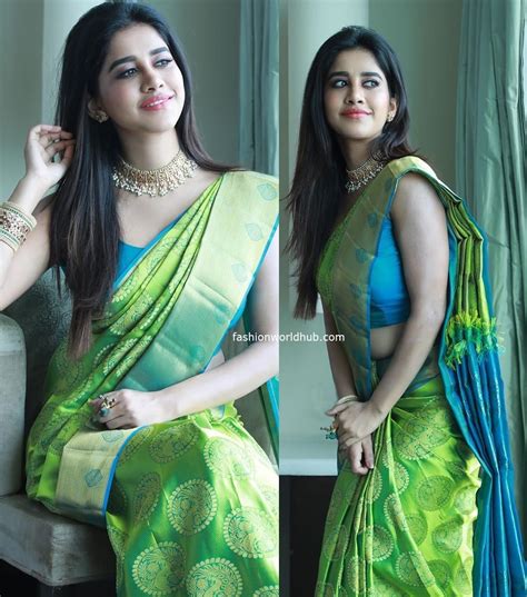 Nabha Natesh Traditional Silk Sarees Look Fashionworldhub