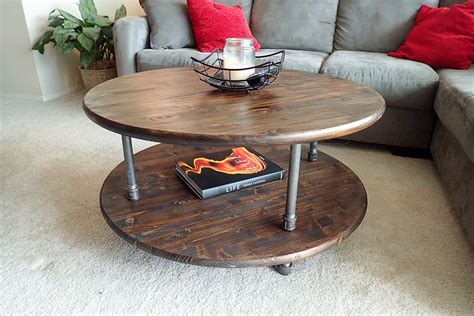 Round Rustic Industrial Pipe Coffee Table