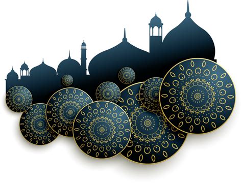 Ramadan Kareem Greeting Design Vector Calligraphy And Vector Masjid