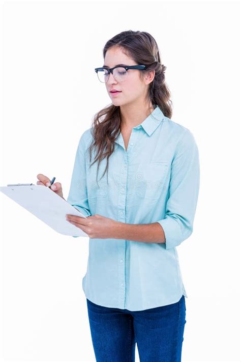 Pretty Geeky Hipster With Glasses And Eye Test Stock Photo Image Of