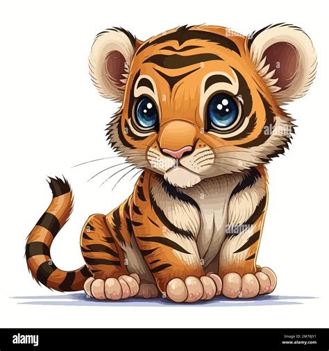 Cute Little Tiger Cartoon Vector Illustration Stock Vector Image And Art