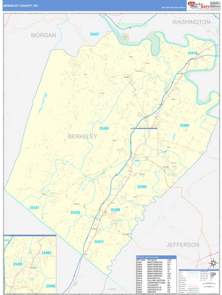 Wall Maps Of Berkeley County West Virginia