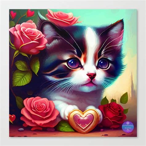 Shop Valentine Kitten Canvas Print By Morriganaustin On Society