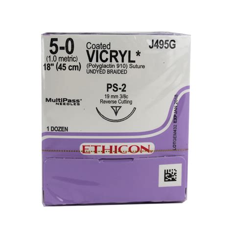 Ethicon Vicryl Polyglactin 910 Braided 5 0 Absorbable Ps 2 Undyed