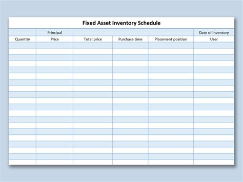 Excel Of Fixed Asset Inventory Schedule Xlsx Wps Free