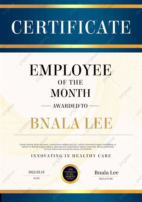 Best Employee Business Blue Certificate Of The Month Template Download