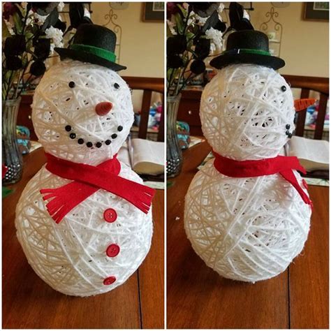3d Yarn Snowman Craft Snowman Crafts Diy Snowman Decorations Xmas