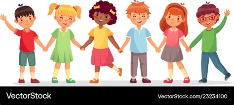 Happy Kids Team Multinational Children School Vector Image