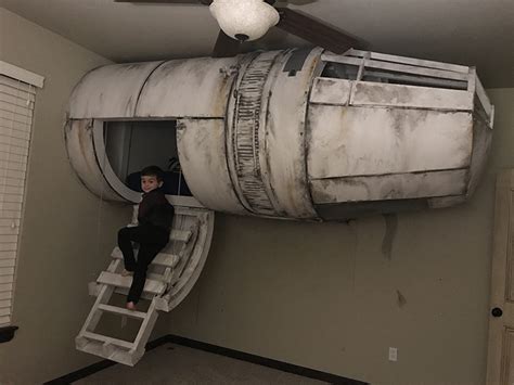 Dad Builds His Son A Star Wars Millennium Falcon Bed