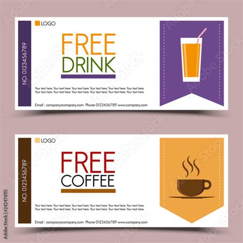 Free Drink And Coffee Coupon Buy This Stock Vector And Explore