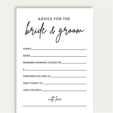 Advice Bride And Groom Cards Advice For Bride And Groom To Be Card