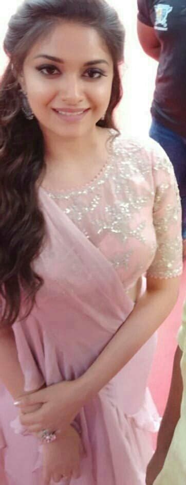 Telugu Actress Keerthy Suresh In Transparent Pink Lehenga Choli
