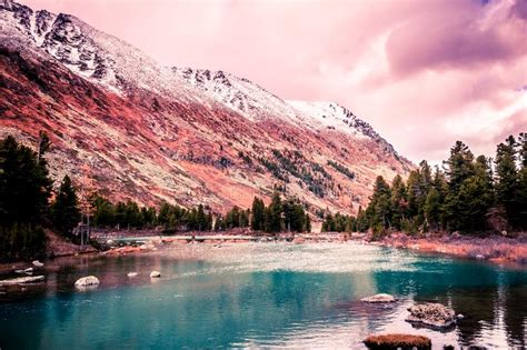 Beautiful Turquoise Lake In The Mountains Beauty Of Nature Stock Image