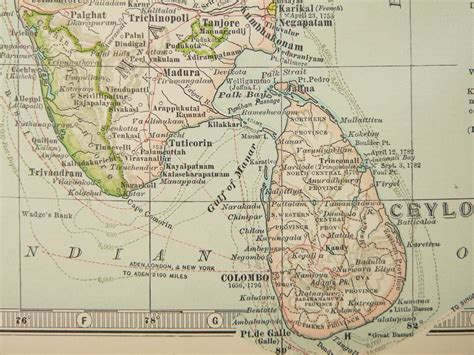 1899 Southern India Map Sri Lanka Ceylon Malay Peninsula Etsy Uk