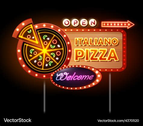Neon Sign Pizza Royalty Free Vector Image Vectorstock
