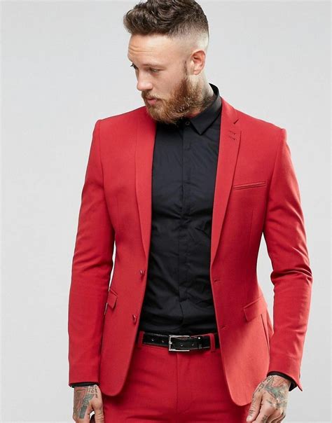 Mens Designer Red Tuxedo Suit Luxury Wedding Party Wear Dinner Jacket