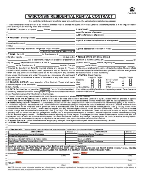 Free Wisconsin Rental Lease Agreement Templates 6 Pdf
