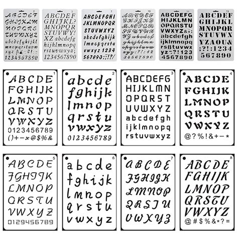 Buy 14 Pack Letter Number Stencils Plastic Alphabet Stencils Reusable