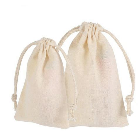 Cotton Linen Plain Drawstring Bags Xmas Sack Stocking Storage