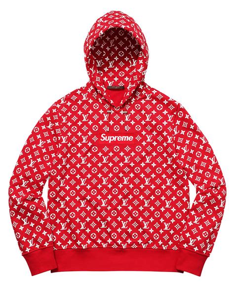 Replica Louis Vuitton X Supreme Hooded Sweater Red 12790 Good Items