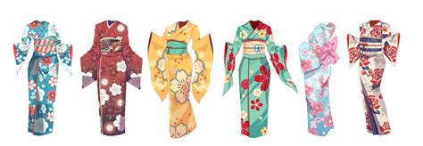Set Of Traditional Asian Japanese Clothes Kimono Summer Clothing