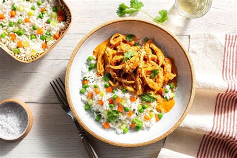 185 calories of chicken thigh, (2.25 thigh, bone and skin removed). Butter Chicken with Basmati Rice Pilaf | Sun Basket