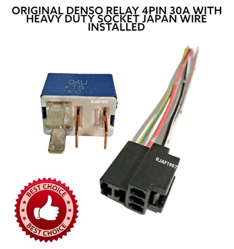1 Set Original Denso Relay And Socket With Auto Wire 30a 4 Pin Blue