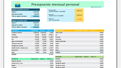 Plantilla Excel mensual personal detallada de gastos por categoría