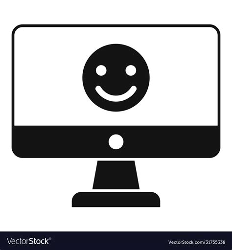 Smiling Emoji Monitor Icon Simple Style Royalty Free Vector