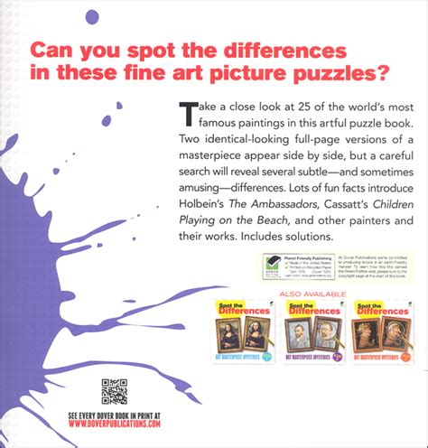 Spot The Differences Art Masterpiece Mysteries Book 4 Dover