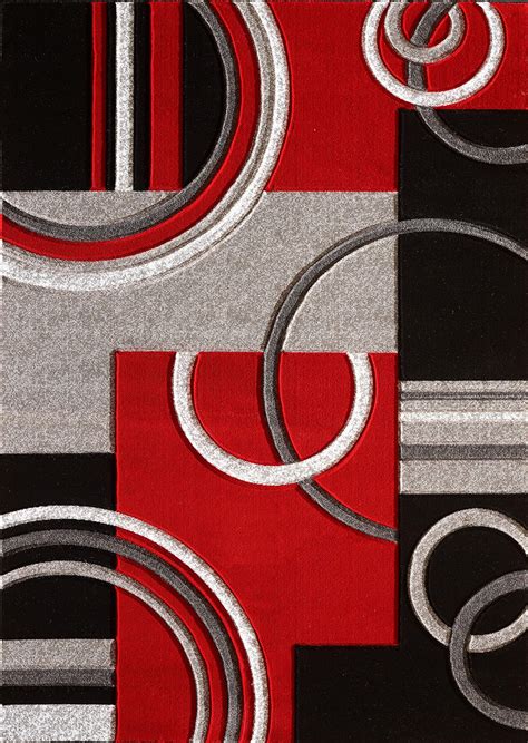 Glory Rugs Area Rug Modern 5x7 Red Soft Hand Carved Contemporary Floor