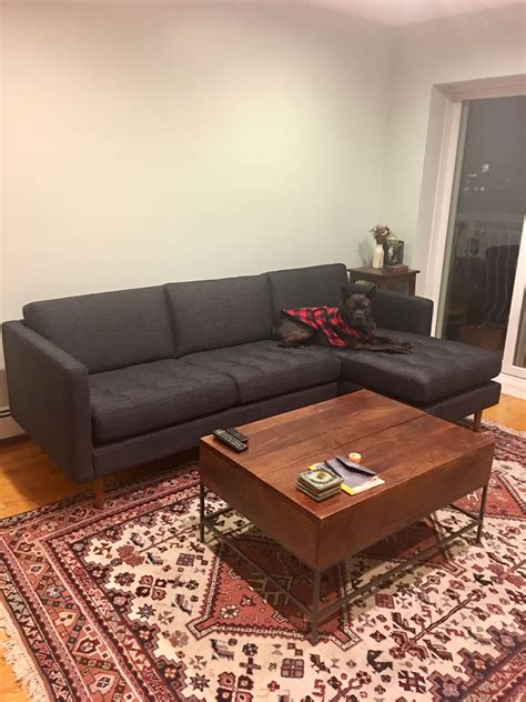 Couple lives in Brooklyn. Osaka Sofa is from BoConcept ...