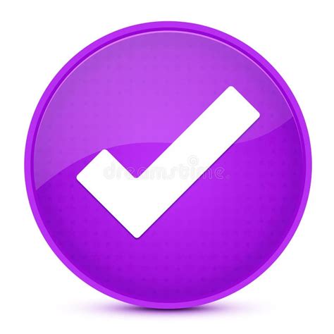 Checkmark Aesthetic Glossy Purple Round Button Abstract Stock