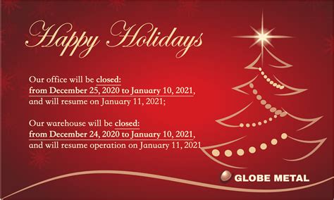Holiday Notice - Globe Metal® Recycling