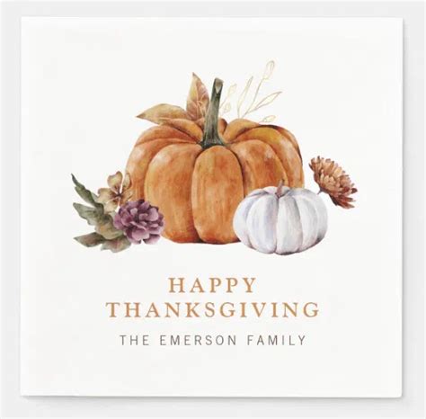 Thanksgiving Napkins Paper Personalized Party Tableware