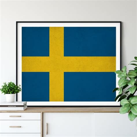 Sweden Flag Art Sweden Flag Print Swedish Flag Poster Etsy