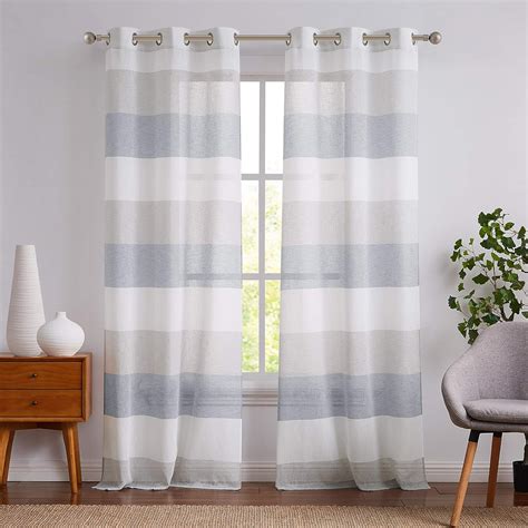 Central Park Gray And Smoke Blue Stripe Sheer Color Block