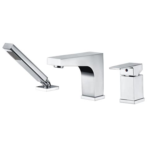 The waterfall spout brings more waterfall effects. ANZZI Fyne Series Single-Handle Deck-Mount Roman Tub ...