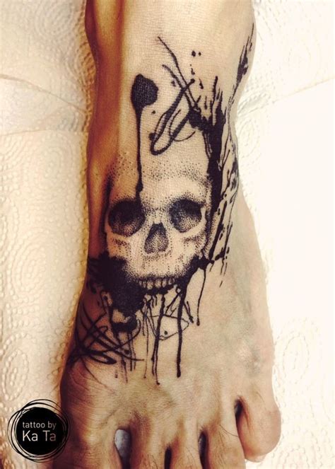 Sketchy Skull Foot Tattoo Tattoo Ideas