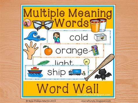 Multiple Meaning Words Word Wall Teaching Resources