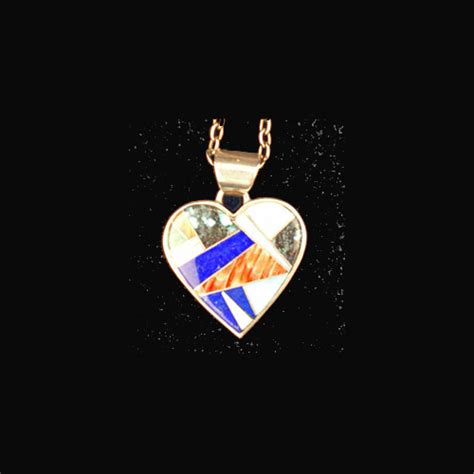 Native American Jewelry Navajo Calvin Begay Reversible Heart Pendant In