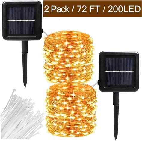 2 Pack Solar String Lights 200 Led 72ft Solar Powered Fairy Lights