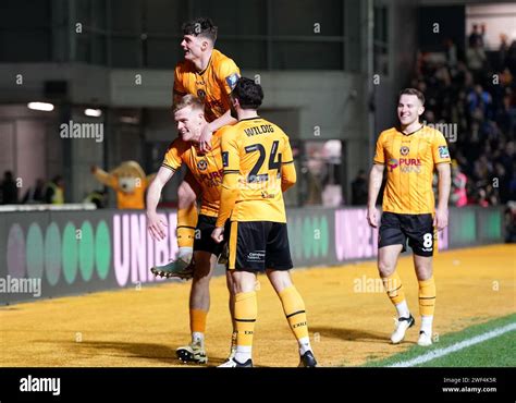 Newport Countys Will Evans Celebrates Scoring Their Sides Second Goal