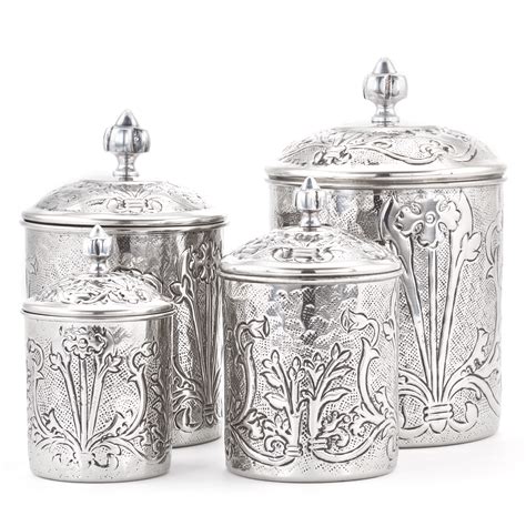 The canisters are made by kromex and feature a rectangular body, complete with lid. Old Dutch International 4 Pc "Art Nouveau" Stainless Steel ...