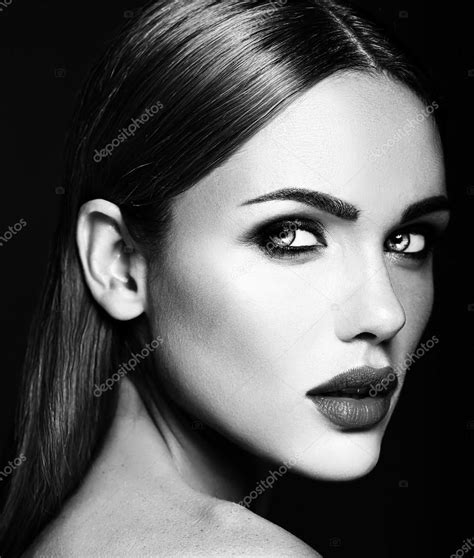 Black And White Photo Of Sensual Glamour Portrait Of Beautiful Woman