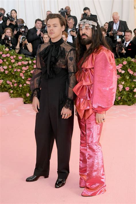 Harry Styles 2019 Met Gala Outfit Included A Sheer Jumpsuit Pearl